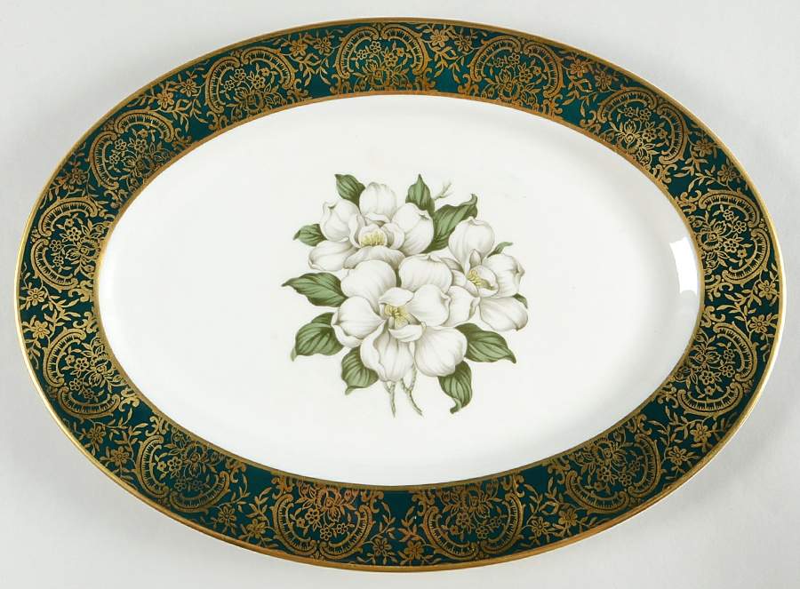 Laurel Magnolia 13" Oval Serving Platter by Royal Cathay-1