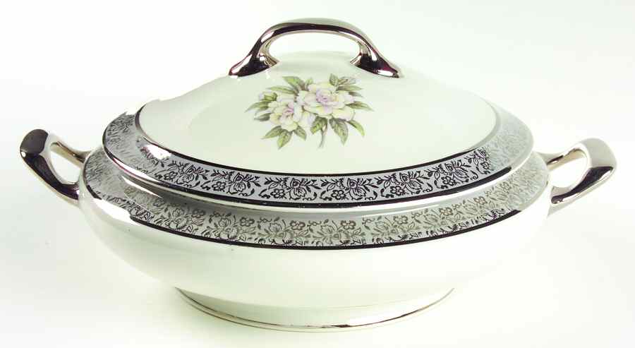Silver Gardenia Round Covered Vegetable by Royal Cathay-1