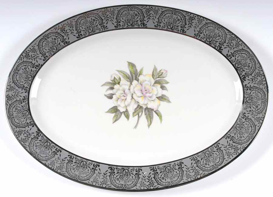 Silver Gardenia 15" Oval Serving Platter by Royal Cathay-1