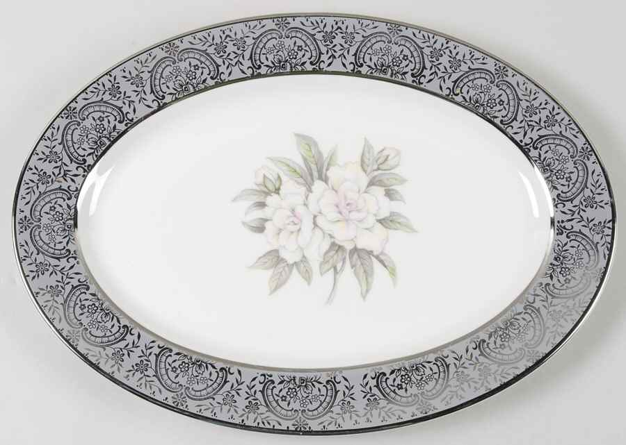 Silver Gardenia 13" Oval Serving Platter by Royal Cathay-1