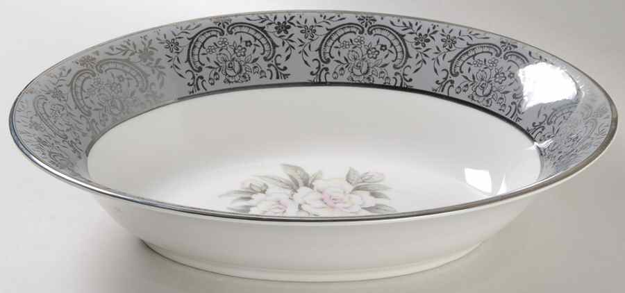 Silver Gardenia 10" Oval Vegetable Bowl by Royal Cathay-1