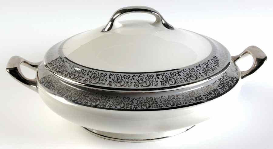 Silver Gardenia Round Covered Vegetable by Royal Cathay-1