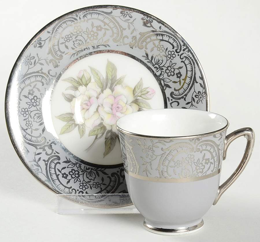 Silver Gardenia Footed Demitasse Cup & Saucer Set by Royal Cathay-1