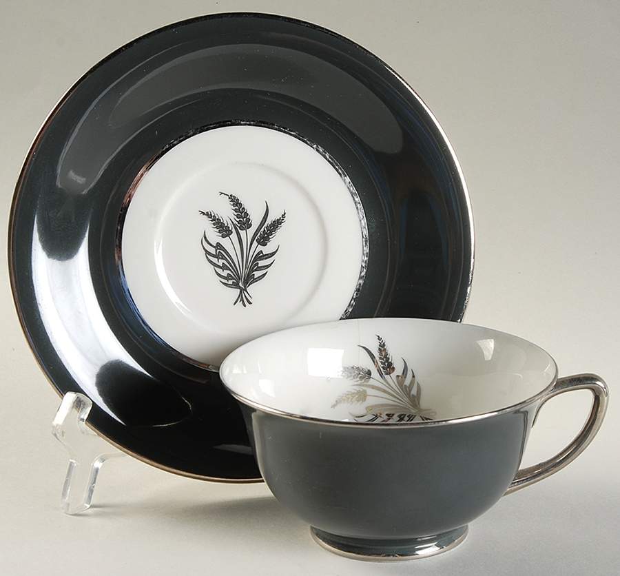 Silver Harvest Footed Cup & Saucer Set by Royal Cathay-1