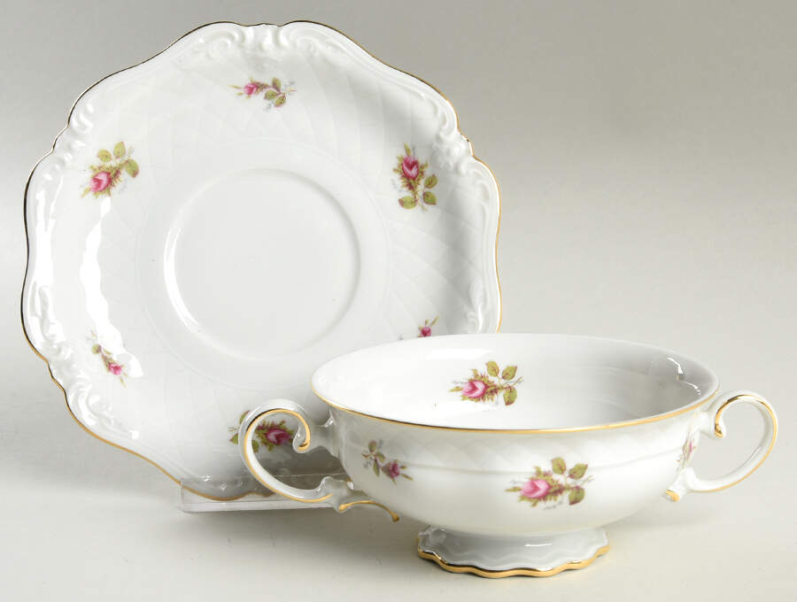 010775 Footed Cream Soup Bowl & Saucer Set by Royal Coburg-1