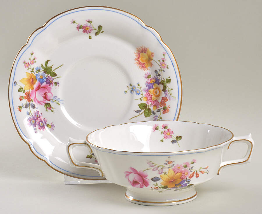 9875 Footed Cream Soup Bowl & Saucer Set by Royal Crown Derby-1