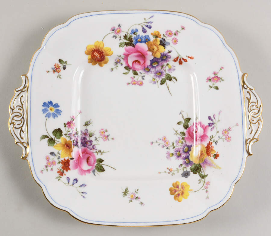 9875 Square Handled Cake Plate by Royal Crown Derby-1
