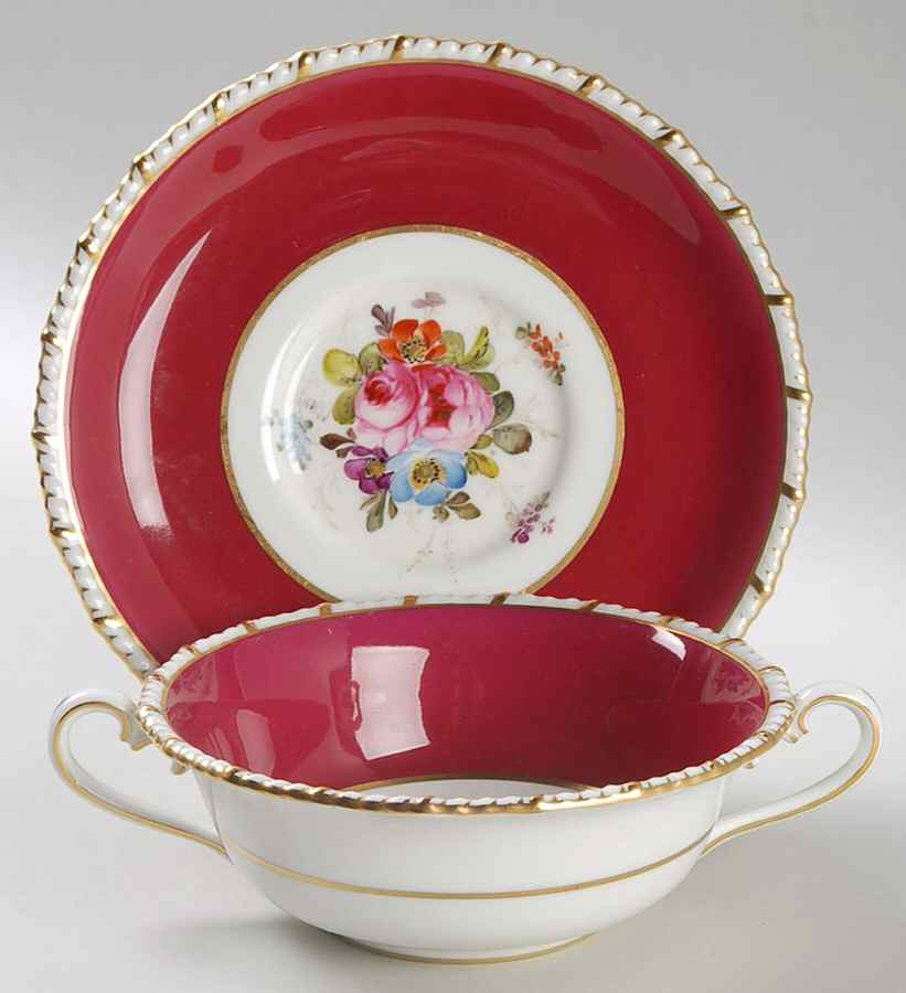 A300 Flat Cream Soup Bowl & Saucer Set by Royal Crown Derby-1