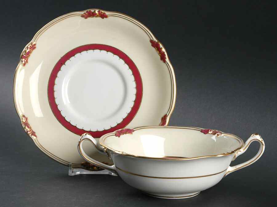 A628 Flat Cream Soup Bowl & Saucer Set by Royal Crown Derby-1