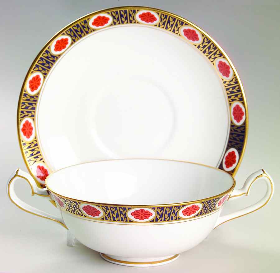 Ambassador Footed Cream Soup Bowl & Saucer Set by Royal Crown Derby-1