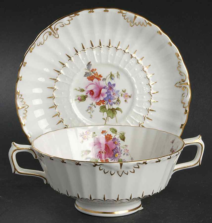 Ashby Footed Cream Soup Bowl & Saucer Set by Royal Crown Derby-1