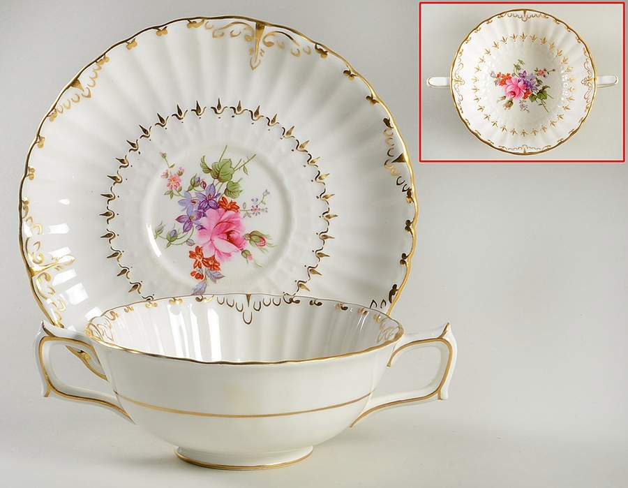 Ashby Footed Cream Soup Bowl & Saucer Set by Royal Crown Derby-1