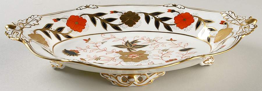 Asian Rose (Duesbury Shape) 11" Footed Dessert Bowl by Royal Crown Derby-1