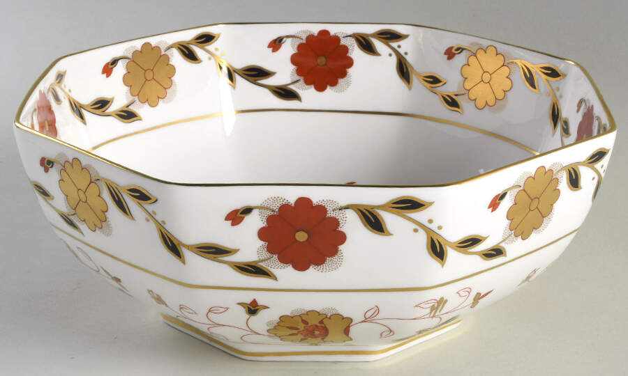 Asian Rose (Duesbury Shape) 9" Octagonal Vegetable Bowl by Royal Crown Derby-1
