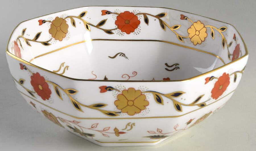 Asian Rose (Duesbury Shape) 8" Octagonal Vegetable Bowl by Royal Crown Derby-1