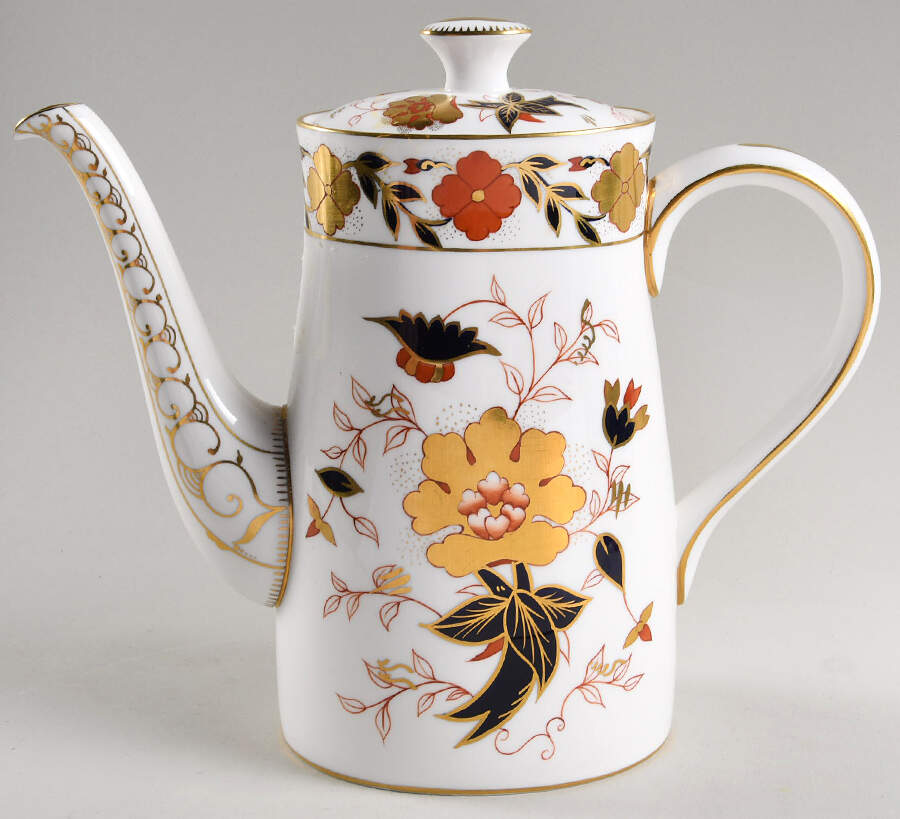 Asian Rose (Duesbury Shape) Coffee Pot & Lid by Royal Crown Derby-1