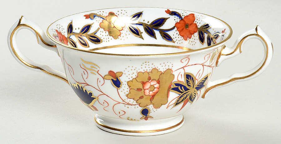 Asian Rose (Duesbury Shape) Footed Bouillon Cup by Royal Crown Derby-1