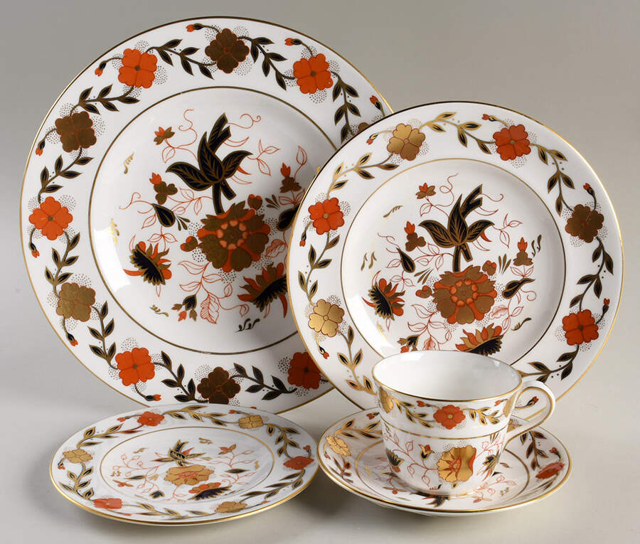 Asian Rose (Duesbury Shape) 40 Piece Estate Set by Royal Crown Derby-1