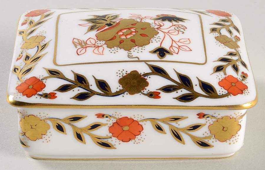 Asian Rose (Duesbury Shape) Cigarette Box & Lid by Royal Crown Derby-1