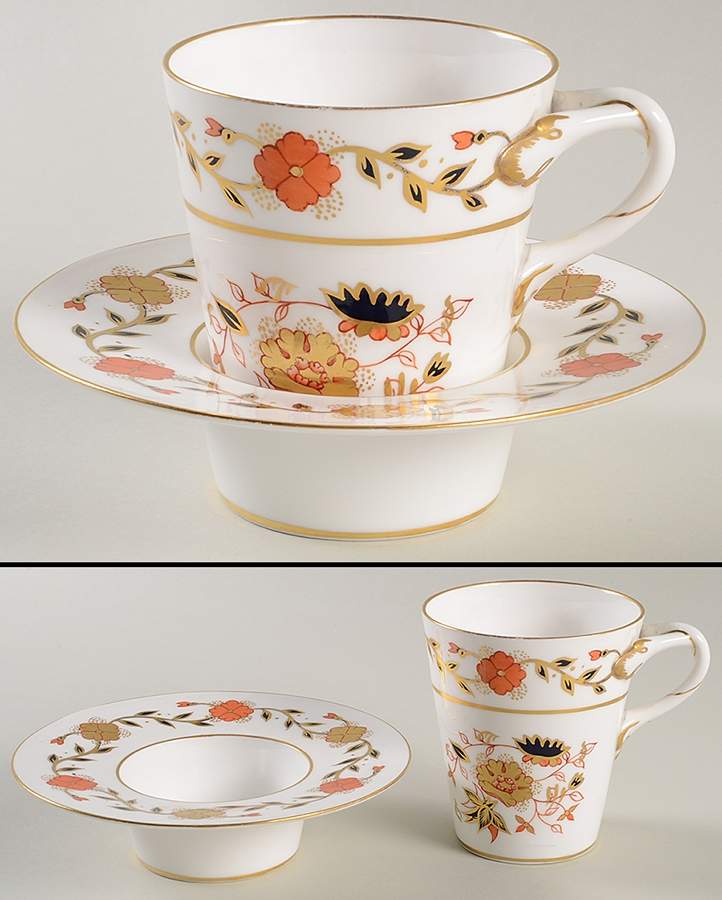 Asian Rose (Duesbury Shape) Trembleuse Cup & Saucer Set by Royal Crown Derby-1