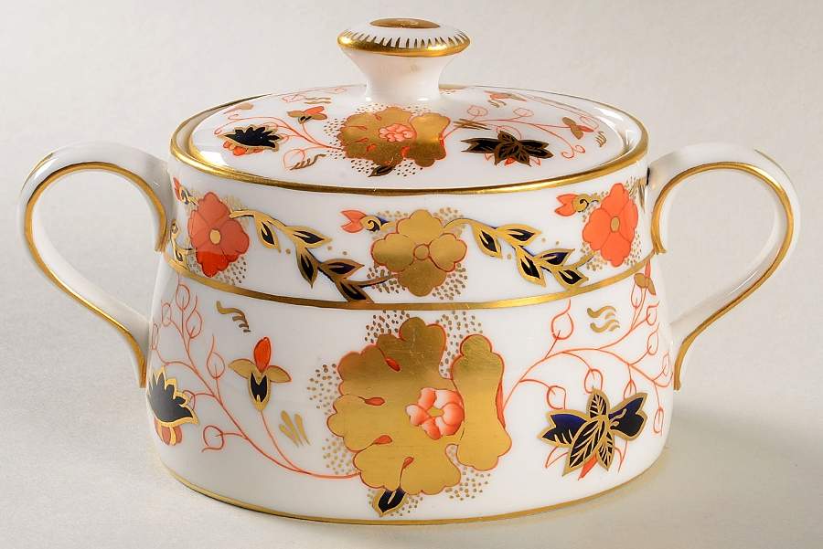 Asian Rose (Duesbury Shape) Sugar Bowl & Lid by Royal Crown Derby-1