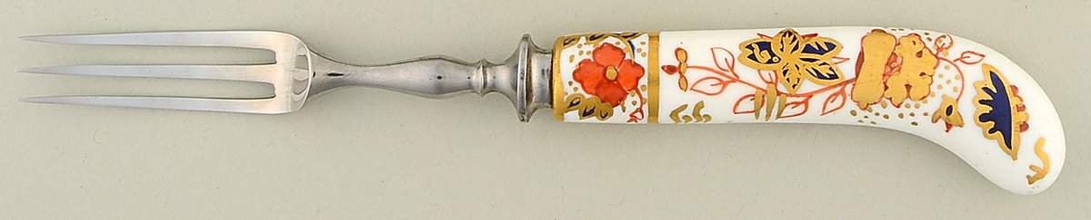 Asian Rose (Duesbury Shape) Individual Fruit Fork W/Stainless Tines by Royal Crown Derby-1
