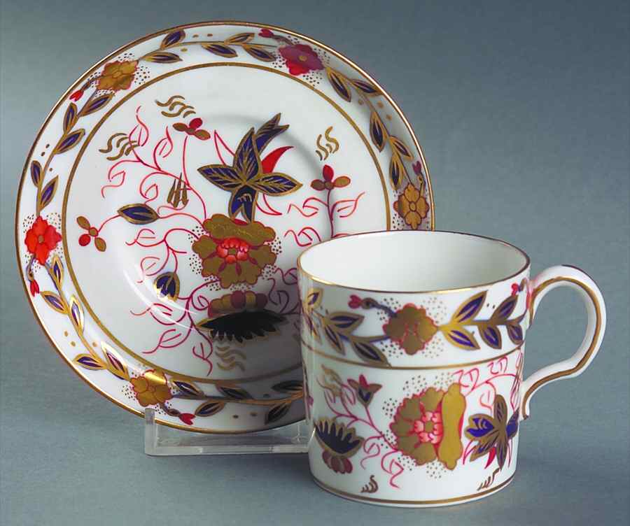 Asian Rose (Duesbury Shape) Flat Demitasse Cup & Saucer Set by Royal Crown Derby-1