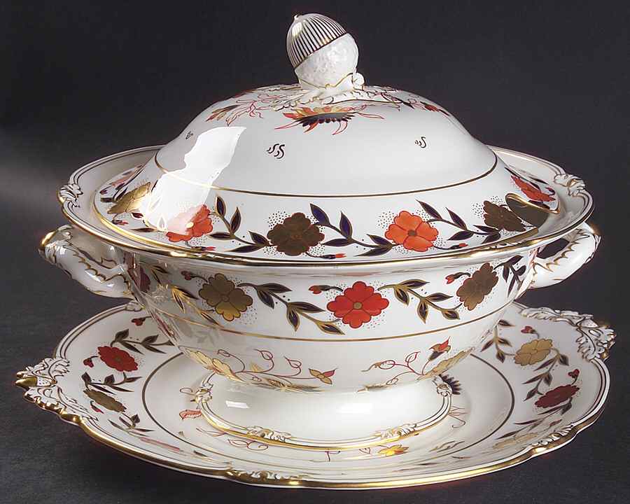 Asian Rose (Duesbury Shape) Tureen & Lid w/Underplate by Royal Crown Derby-1