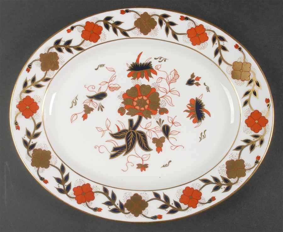 Asian Rose (Duesbury Shape) 13" Oval Serving Platter by Royal Crown Derby-1