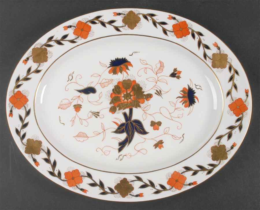 Asian Rose (Duesbury Shape) 15" Oval Serving Platter by Royal Crown Derby-1