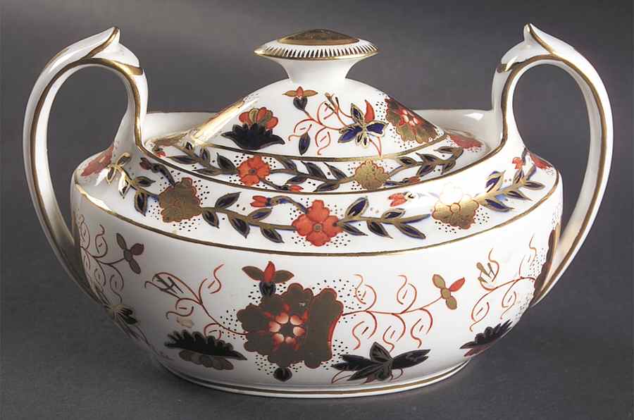 Asian Rose (Duesbury Shape) Sugar Bowl & Lid by Royal Crown Derby-1
