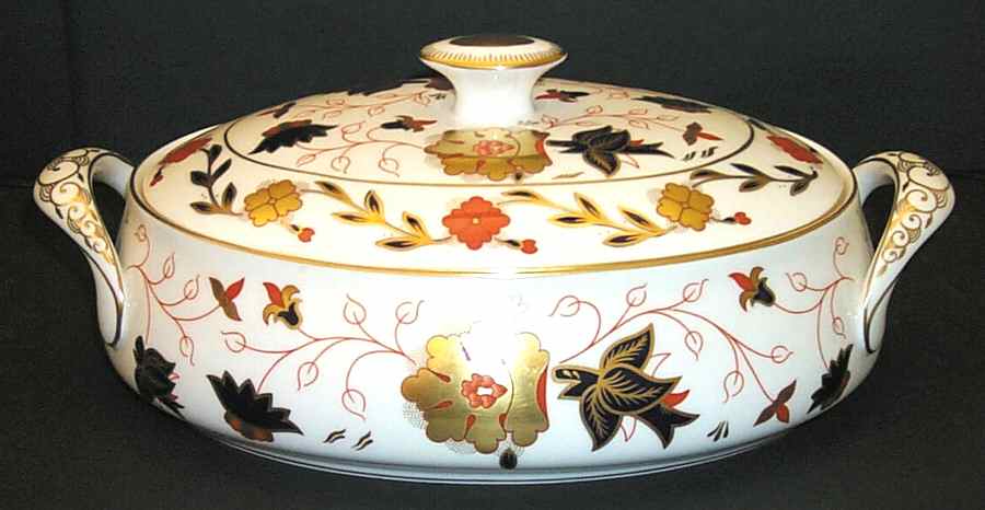 Asian Rose (Duesbury Shape) Oval Covered Vegetable by Royal Crown Derby-1