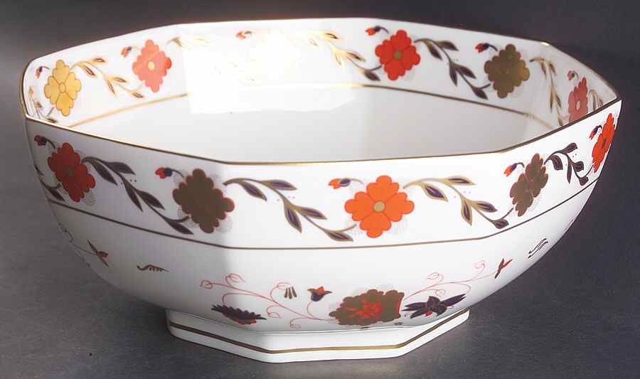 Asian Rose (Duesbury Shape) 11" Octagonal Vegetable Bowl by Royal Crown Derby-1