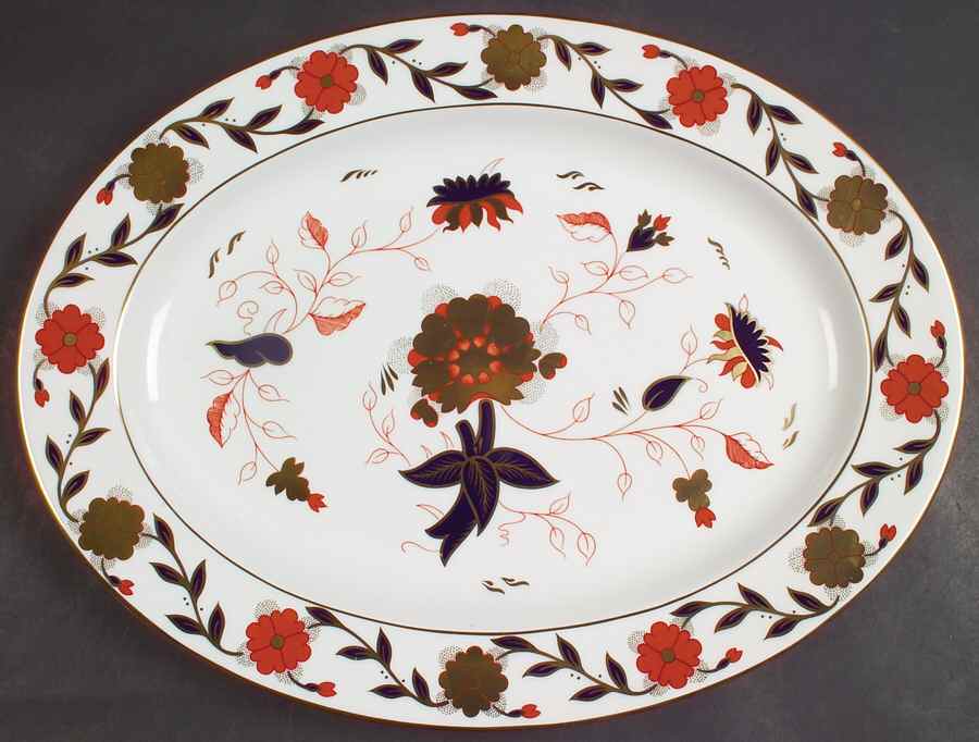 Asian Rose (Duesbury Shape) 16" Oval Serving Platter by Royal Crown Derby-1