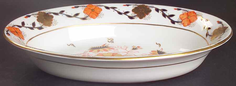 Asian Rose (Duesbury Shape) 10" Oval Vegetable Bowl by Royal Crown Derby-1