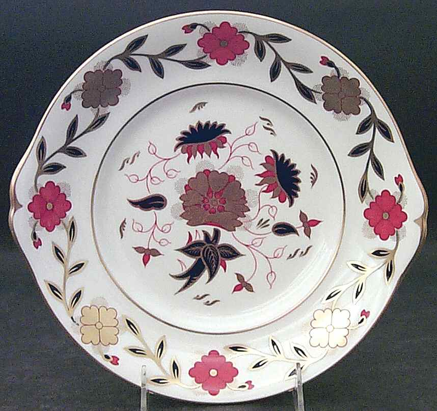 Asian Rose (Duesbury Shape) Handled Cake/Pastry Plate by Royal Crown Derby-1