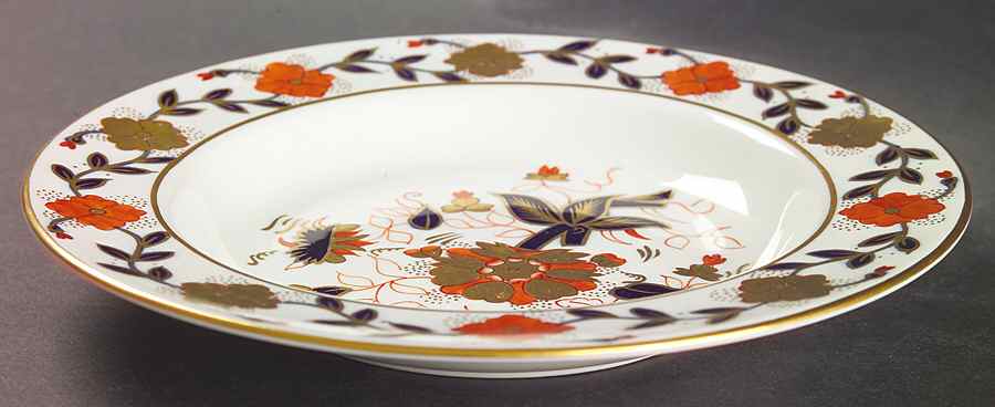 Asian Rose (Duesbury Shape) Large Rim Soup Bowl by Royal Crown Derby-1