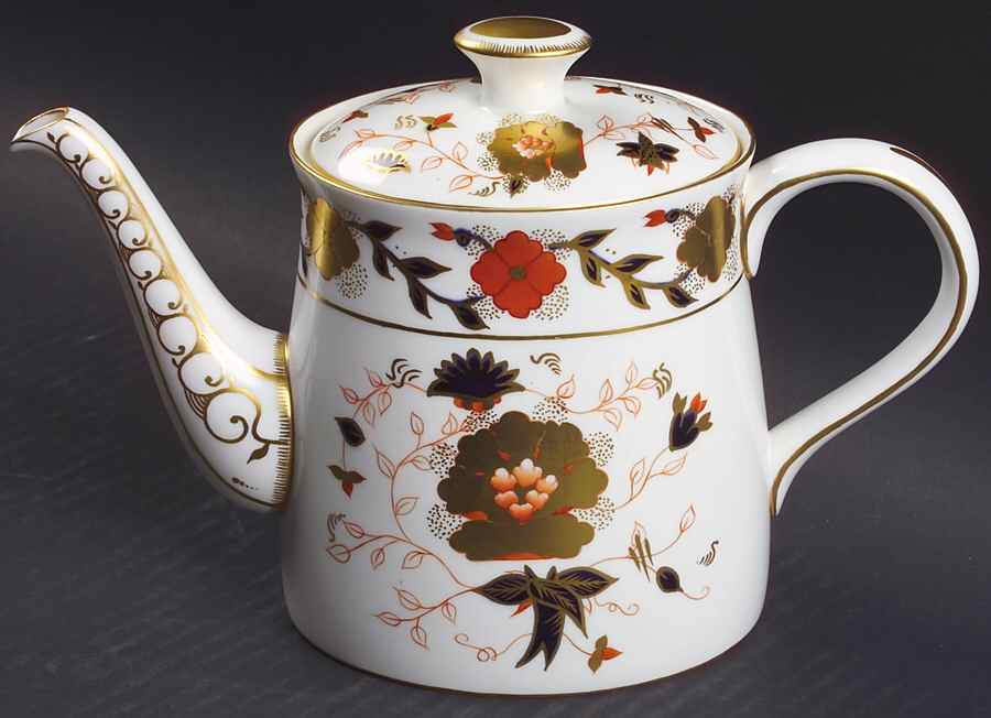 Asian Rose (Duesbury Shape) Teapot & Lid by Royal Crown Derby-1