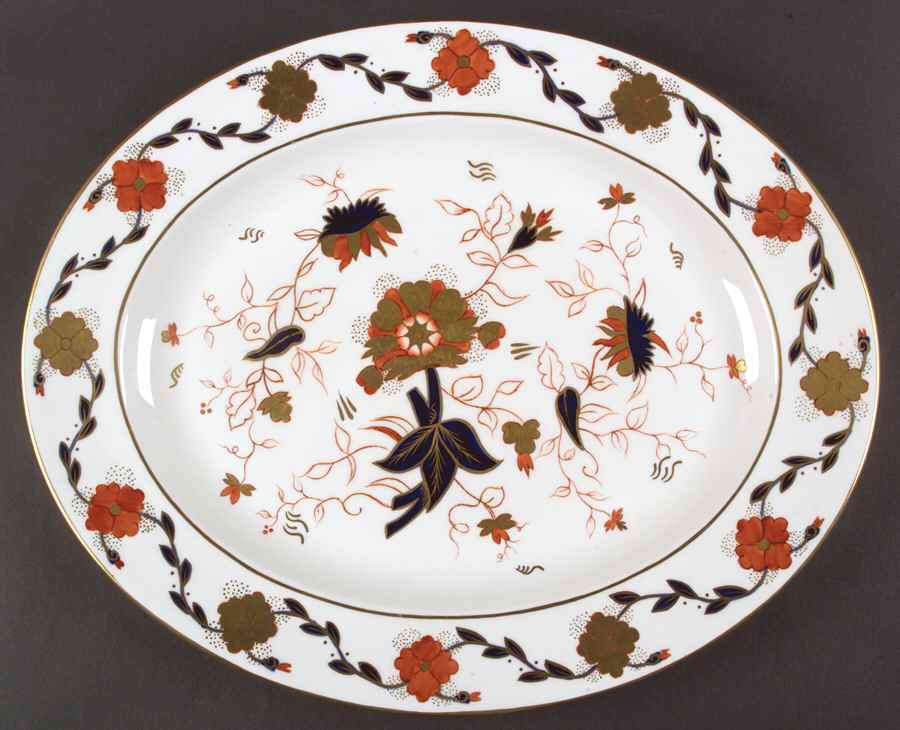 Asian Rose (Duesbury Shape) 17" Oval Serving Platter by Royal Crown Derby-1
