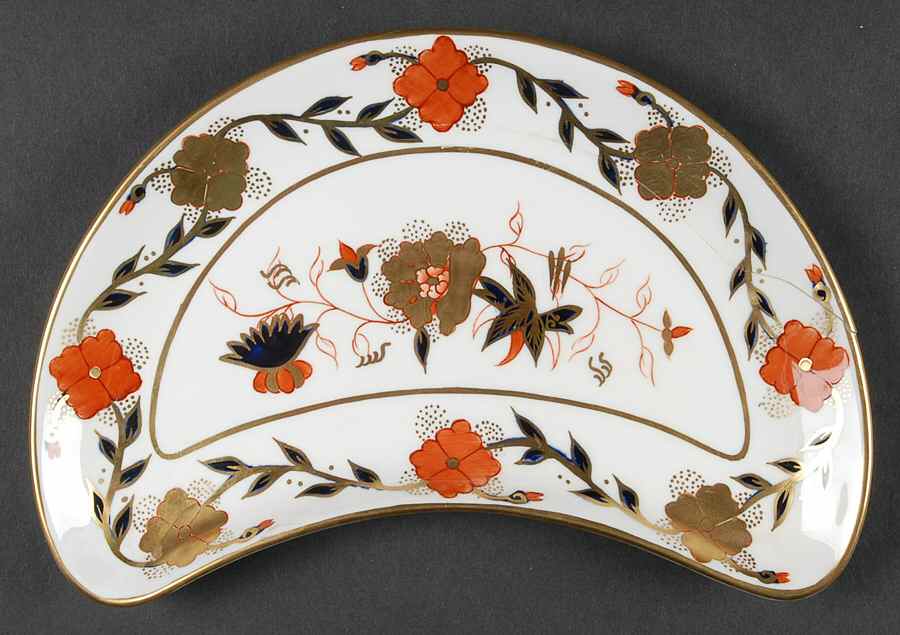 Asian Rose (Duesbury Shape) Crescent Salad Plate by Royal Crown Derby-1