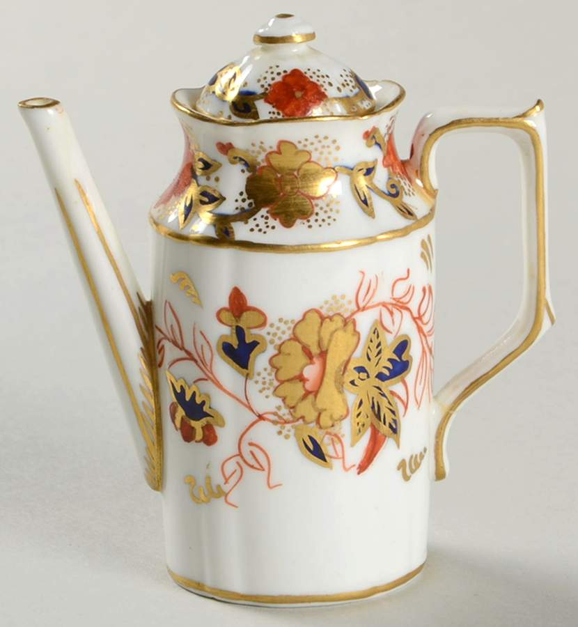 Asian Rose (Duesbury Shape) Miniature Coffee Pot & Lid by Royal Crown Derby-1
