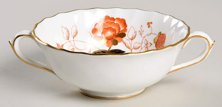Bali (Boston Shape, Swirl) Footed Cream Soup Bowl by Royal Crown Derby-1