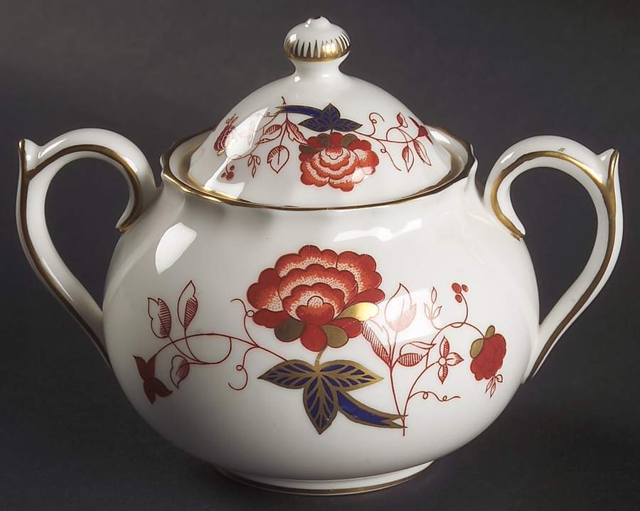 Bali (Boston Shape, Swirl) Sugar Bowl & Lid by Royal Crown Derby-1