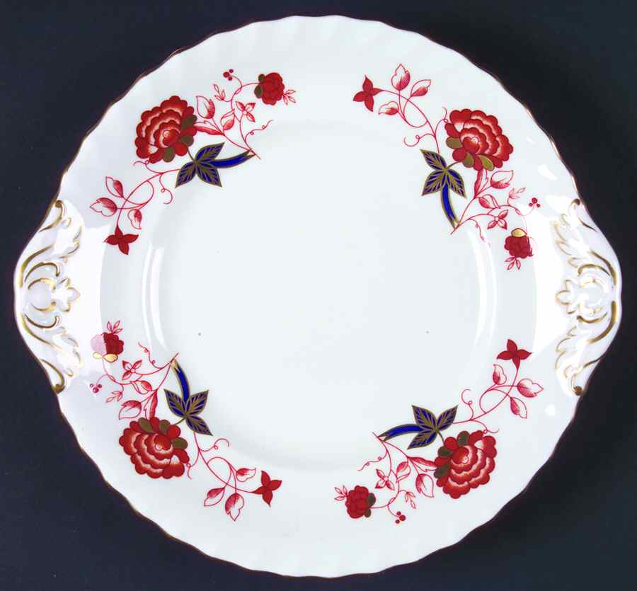 Bali (Boston Shape, Swirl) Handled Cake/Pastry Plate by Royal Crown Derby-1