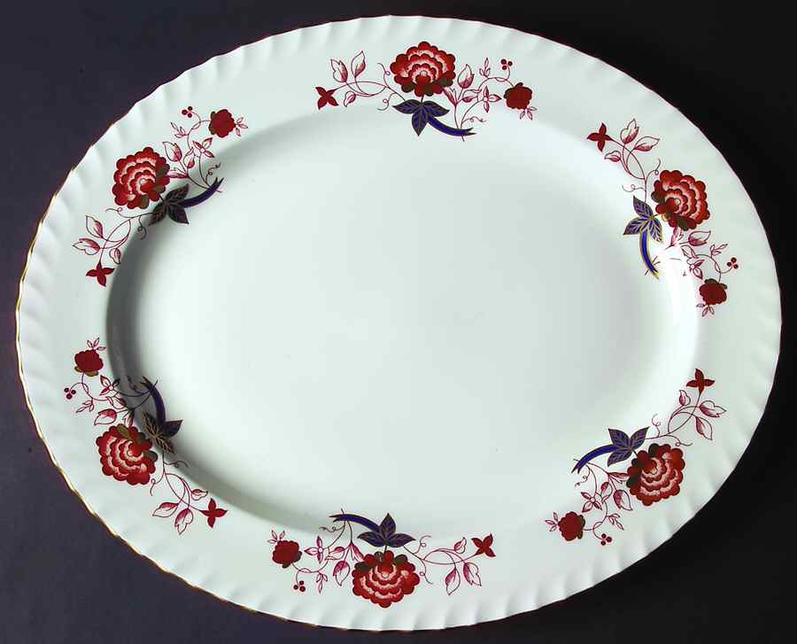 Bali (Boston Shape, Swirl) 17" Oval Serving Platter by Royal Crown Derby-1