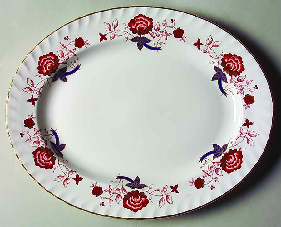 Bali (Boston Shape, Swirl) 15" Oval Serving Platter by Royal Crown Derby-1