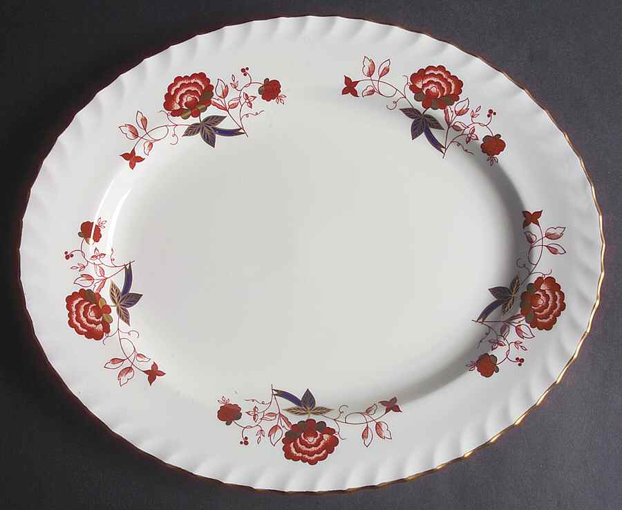 Bali (Boston Shape, Swirl) 13" Oval Serving Platter by Royal Crown Derby-1