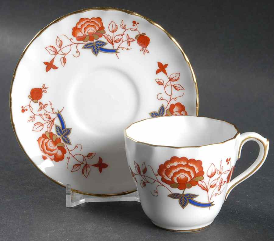 Bali (Boston Shape, Swirl) Flat Demitasse Cup & Saucer Set by Royal Crown Derby-1