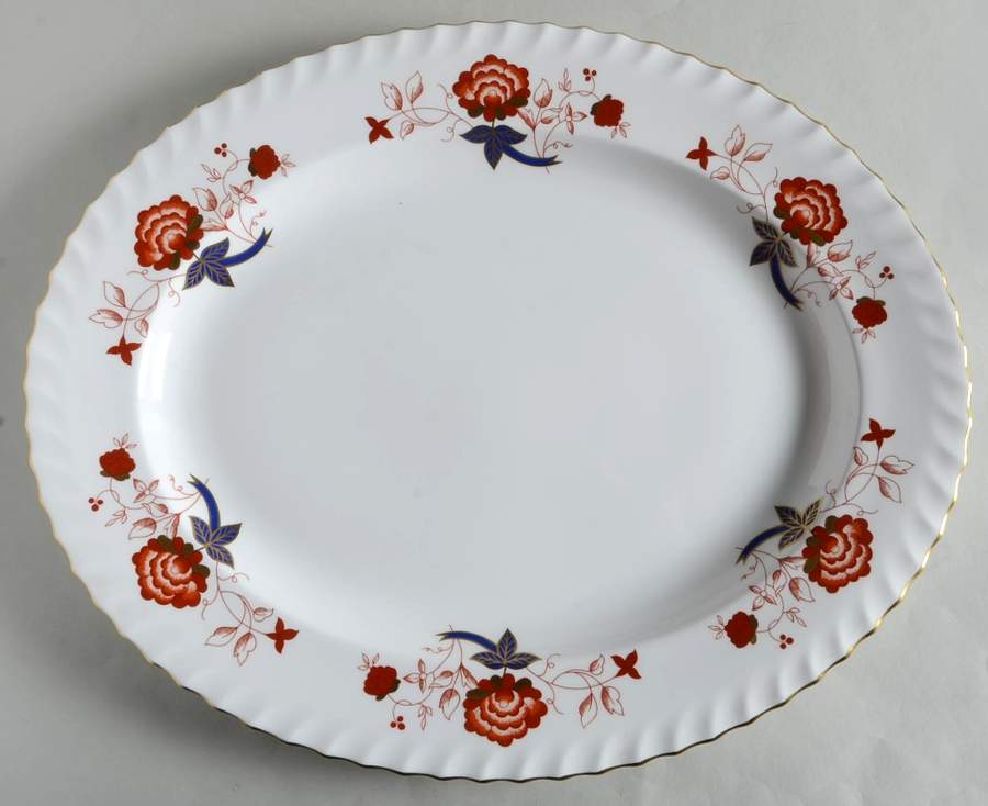 Bali (Boston Shape, Swirl) 16" Oval Serving Platter by Royal Crown Derby-1