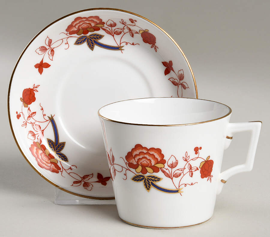 Bali (Ely Chelsea) Flat Cup & Saucer Set by Royal Crown Derby-1